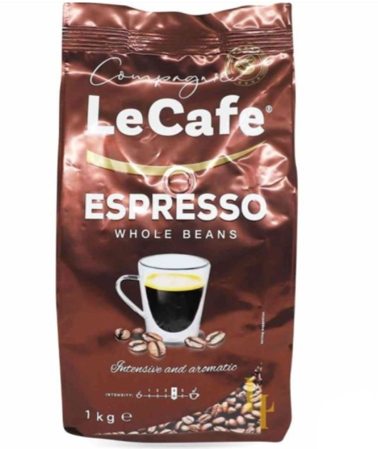 Кофе в зернах Le Cafe Espresso whole beans упаковка 1000 г - Фото 1 Кофе в зернах Le Cafe Espresso whole beans упаковка 1000 г - изображение 1