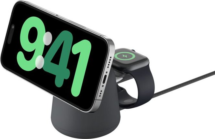 Індукційний зарядний пристрій Belkin BoostCharge Pro 2-in-1 Qi2 15 Вт Charcoal (WIZ027VFH36) - зображення 1
