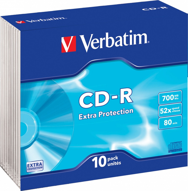 Dyski Verbatim CD-R 700 MB 52× Slim 10 pcs Extra (43415) - obraz 1