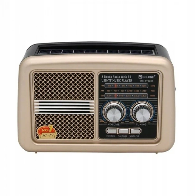 Радиоприемник аккумуляторный Golon RX-BT978S MP3+USB+MicroSD+Bluetooth с солнечной батареей - Фото 1 Радиоприемник аккумуляторный Golon RX-BT978S MP3+USB+MicroSD+Bluetooth с солнечной батареей - зображення 1