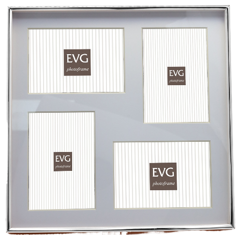Фоторамка-колаж EVG Onix A02 COLLAGE 4 Silver на 4 фото 10×15 см сріблястий - Фото 1 Фоторамка-колаж EVG Onix A02 COLLAGE 4 Silver на 4 фото 10×15 см сріблястий - изображение 1