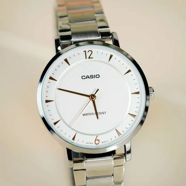 Женские наручные часы Casio LTP-VT04D-7A Серебристые/Белый циферблат - изображение 7