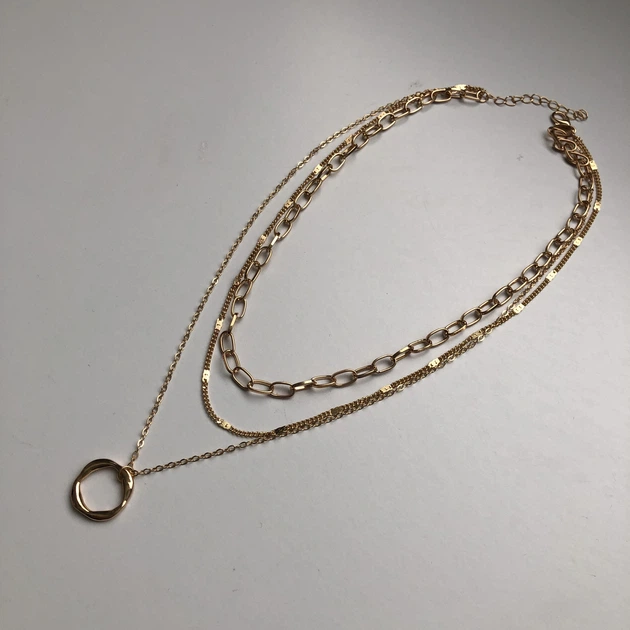 Багатошарове кольє «Golden Trio» з підвіскою-кільцем Honey Fashion Accessories золотистий (120266) - Фото 7 Багатошарове кольє «Golden Trio» з підвіскою-кільцем Honey Fashion Accessories золотистий (120266) - изображение 7