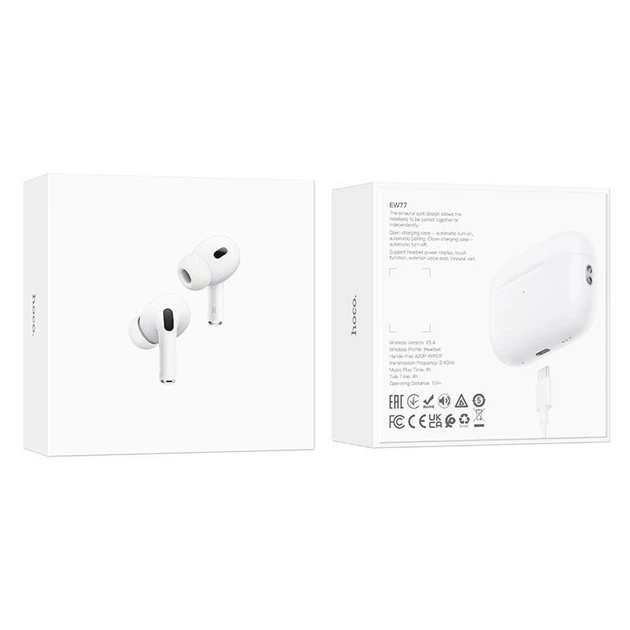 Беспроводные Bluetooth наушники с микрофоном HOCO EW77 Вакуумные TWS наушники BT5.4, 30/300mAh, до 4 часов работы White - изображение 13