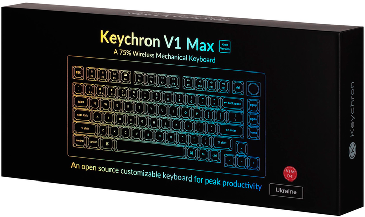 Klawiatura bezprzewodowa Keychron V1 Max Gateron Jupiter Brown QMK Ang./Ukr Wireless/Bluetooth/USB Black (V1MD3_KEYCHRON) - obraz 4