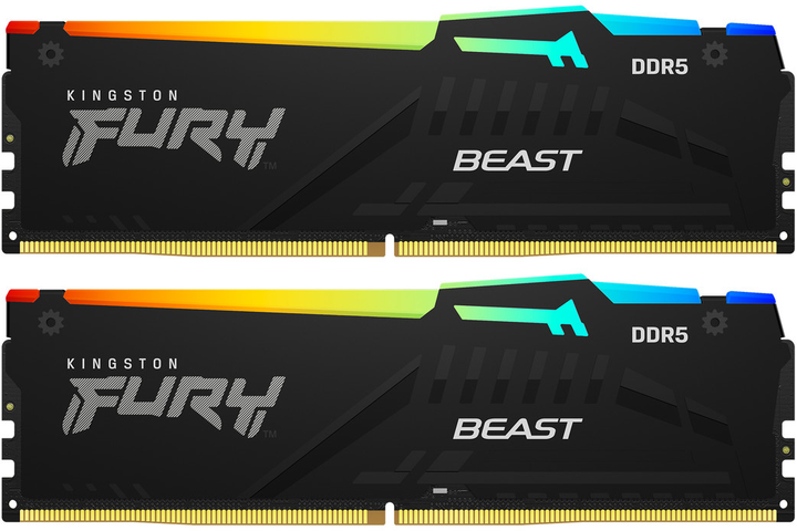 Pamięć RAM Kingston Fury DDR5-5600 65536MB PC5-44800 (Kit of 2x32768) Beast RGB Black (KF556C40BB2AK2-64) - obraz 1