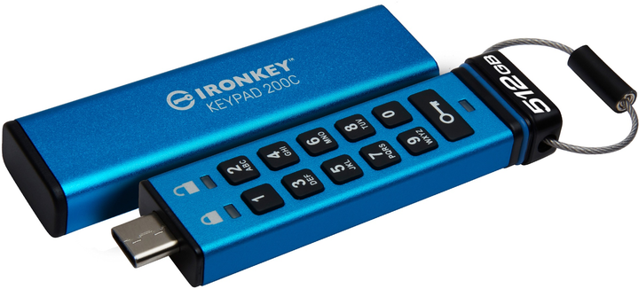 Флеш пам'ять USB Kingston IronKey Keypad 200 512GB USB Type-C Blue (IKKP200C/512GB) - зображення 3