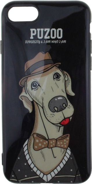 Etui PUZOO TPU Glossy Shiny Powder Art Dog do Apple iPhone 7/8 Black Bean (FSH57782) - obraz 1