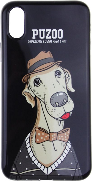Etui PUZOO TPU Glossy Shiny Powder Art Dog do Apple iPhone X Black Bean (FSH57784) - obraz 1