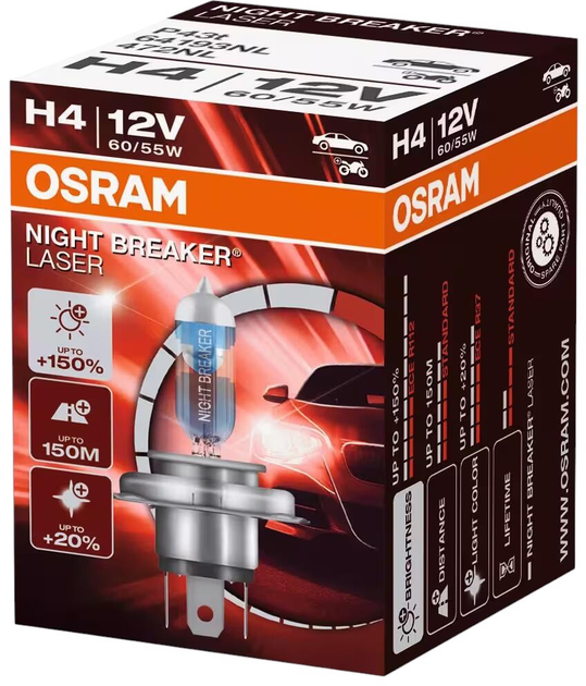 Żarówka samochodowa Osram Night Breaker Laser H4 60/55 W 12 V (64193NL) - obraz 2