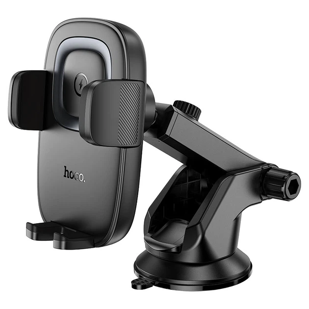 Автомобільний тримач із бездротовою зарядкою Hoco HW32 Crown push-type wireless Black - изображение 2