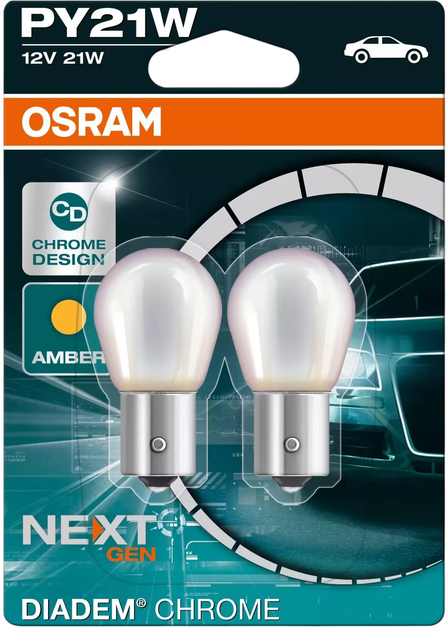 Zestaw żarówek samochodowych Osram Diadem Chrome PY21W 21 W 12 V 2 szt (7507DC-2BL) - obraz 1
