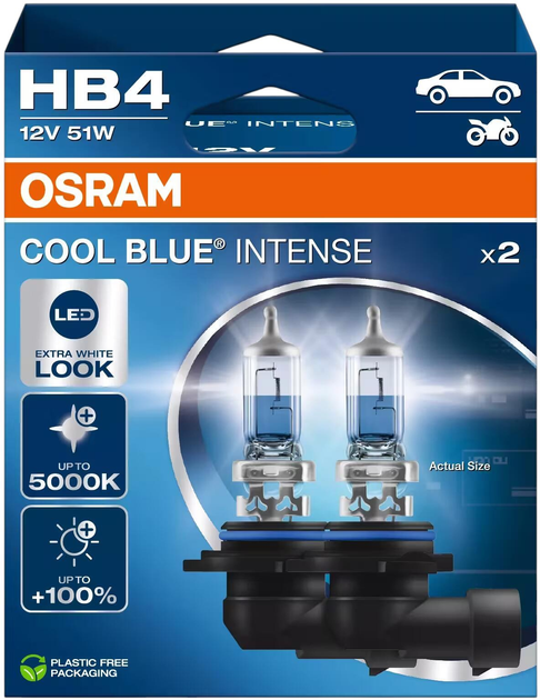 Набір ламп для автомобільних фар Osram Cool Blue Intense Next Gen HB4 12V 2 шт. (9006CBN-2HB) - зображення 2