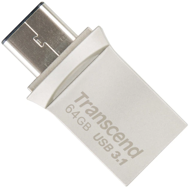 Pamięć flash USB Transcend JetFlash 890 64GB USB 3.1 Gen1 + Type-C Silver (TS64GJF890S) - obraz 2