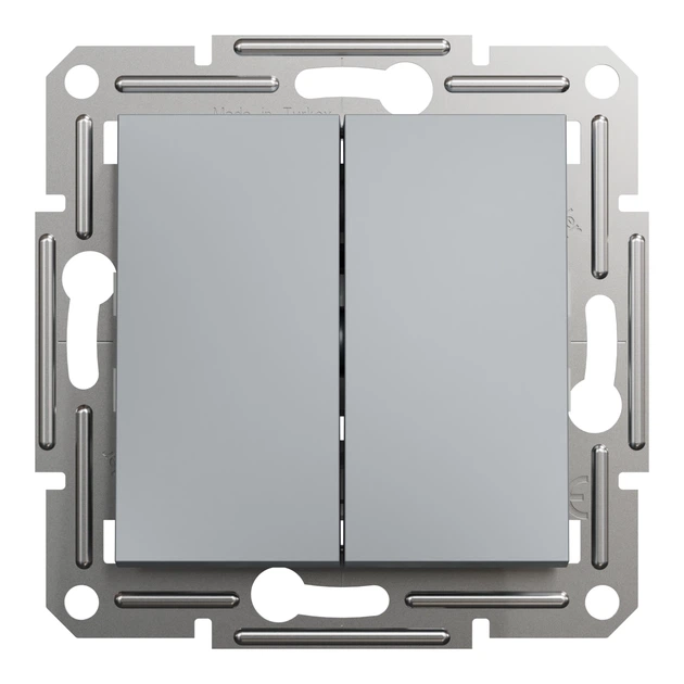 Кнопковий вимикач двоклавішний Schneider Electric Asfora сталь EPH1100162 - зображення 3