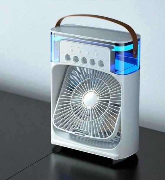 Настольный вентилятор Mini Fan, увлажнитель воздуха с цветной LED подсветкой RGB от USB, Белый - Фото 4 Настольный вентилятор Mini Fan, увлажнитель воздуха с цветной LED подсветкой RGB от USB, Белый - изображение 4
