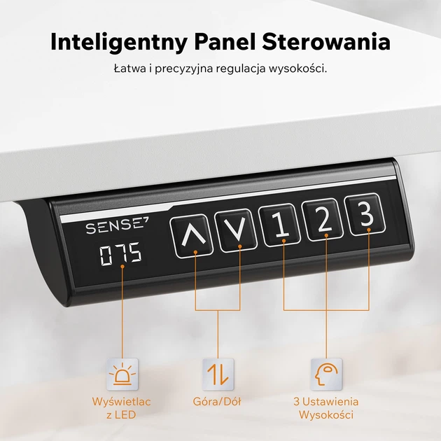 Стіл з регулюванням висоти Sense7 Nojo Light 120×60 см, електричний, білий - изображение 5