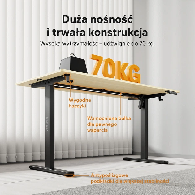 Стіл з регулюванням висоти Sense7 Nojo Light 140×70 см, електричний, чорно-бежевий - зображення 4