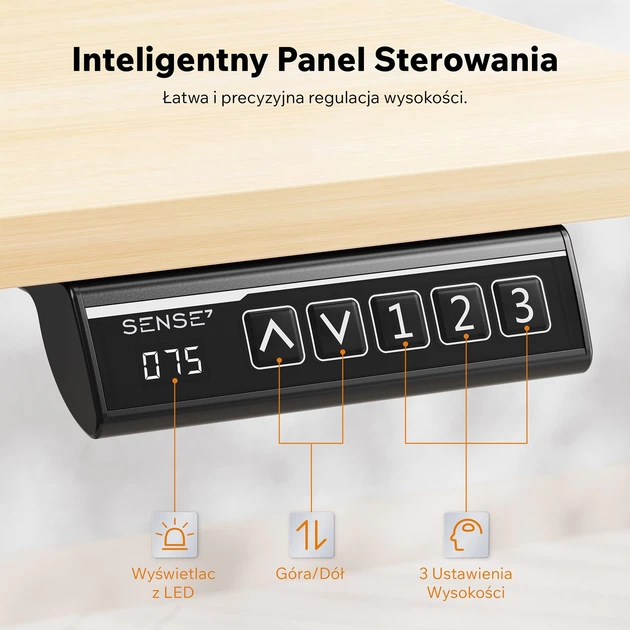 Стіл з регулюванням висоти Sense7 Nojo Light 120×60 см, електричний, чорно-бежевий - изображение 5