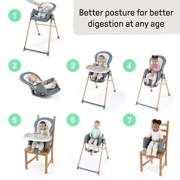 Krzesełko do karmienia Ingenuity Deluxe 7 w 1  Proper Positioner Chambray (0074451168695) - obraz 4