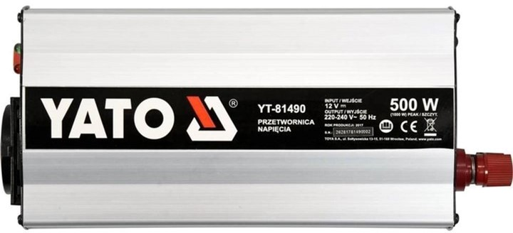 Przetwornica napięcia YATO 12/230V 500W (YT-81490) - obraz 2
