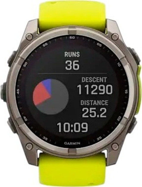 Smartwatch Garmin fenix 8 51mm Solar Sapphire Titanium With An Amp Yellow and Graphite Silicone Band (010-02907-21) - obraz 2