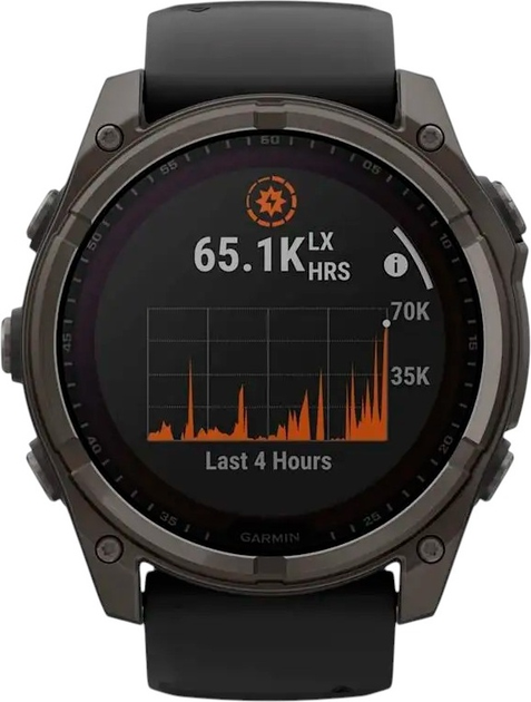 Smartwatch Garmin fenix 8 51mm Solar Sapphire Carbon Gray Dlc Titanium With Black and Pebble Gray Silicone Band (010-02907-11) - obraz 2