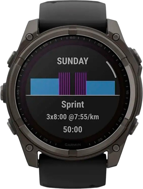 Smartwatch Garmin fenix 8 51mm Solar Sapphire Carbon Gray Dlc Titanium With Black and Pebble Gray Silicone Band (010-02907-11) - obraz 4