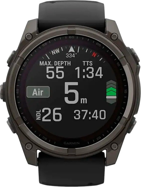 Smartwatch Garmin fenix 8 51mm Solar Sapphire Carbon Gray Dlc Titanium With Black and Pebble Gray Silicone Band (010-02907-11) - obraz 6