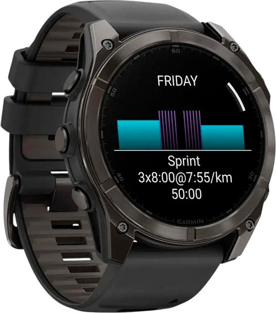 Смарт-годинник Garmin fenix 8 51mm AMOLED Sapphire Carbon Grey DLC with Black and Pebble Grey Silicone Band (010-02905-21) - зображення 2