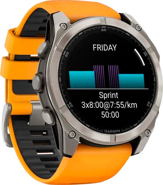 Smartwatch Garmin fenix 8 51mm AMOLED Sapphire Titanium with Spark Orange and Graphite Silicone Band (010-02905-11) - obraz 2