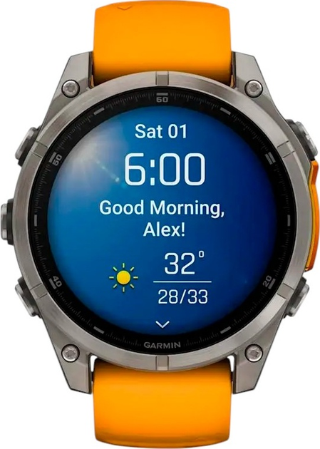 Smartwatch Garmin fenix 8 47mm AMOLED Sapphire Titanium with a spark Orange and Graphite Silicone Band (010-02904-11) - obraz 8