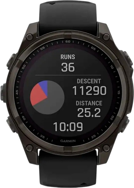 Smartwatch Garmin fenix 8 47mm Solar Sapphire Carbon Grey DLC titanium with Black and Pebble Grey Silicone Band (010-02906-11) - obraz 2