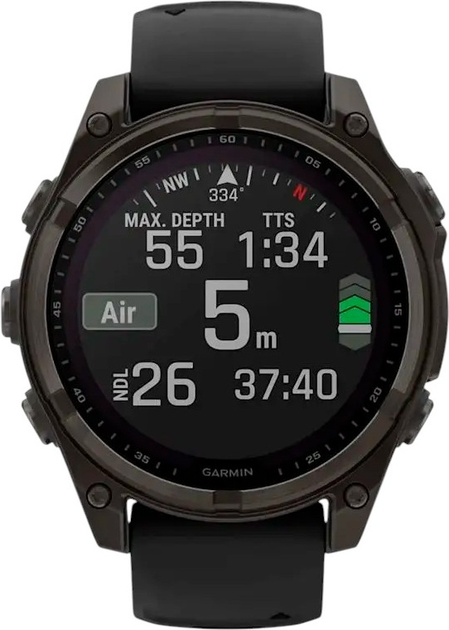 Smartwatch Garmin fenix 8 47mm Solar Sapphire Carbon Grey DLC titanium with Black and Pebble Grey Silicone Band (010-02906-11) - obraz 10