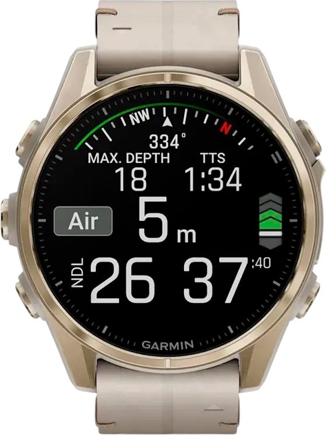Smartwatch Garmin fenix 8 43mm AMOLED Sapphire Soft Gold with Limestone Leather Band (010-02903-40) - obraz 5