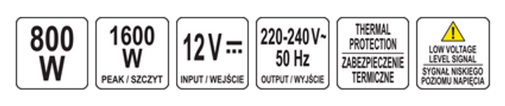 Przetwornica napięcia YATO 12/230V 800W (YT-81491) - obraz 6