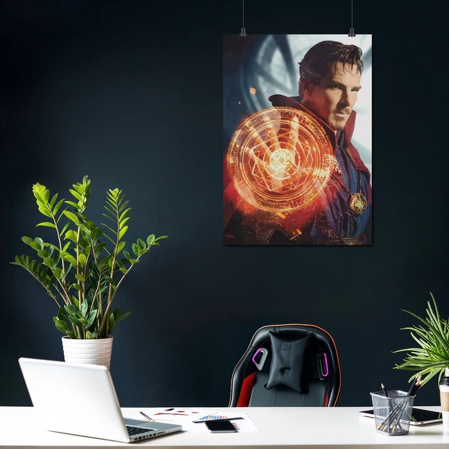 Постер Доктор Стрэндж, Камбербэтч, стилизация, Doctor Strange, супергеройский постер, A3 42×30 см (id0035) - изображение 3