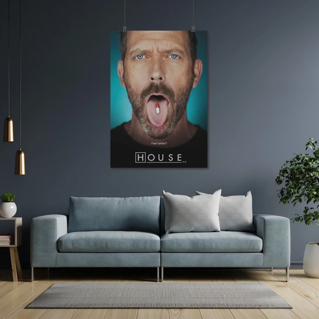 Постер Доктор Хаус і таблетка на язиці, House, M.D, A3 42×30 см (id0360) - зображення 4