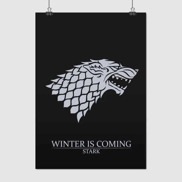 Постер Игра Престолов, Зима близко, лого Старков, GoT, Winter is coming, A3 42×30 см (id0722) - Фото 1 Постер Игра Престолов, Зима близко, лого Старков, GoT, Winter is coming, A3 42×30 см (id0722) - изображение 1