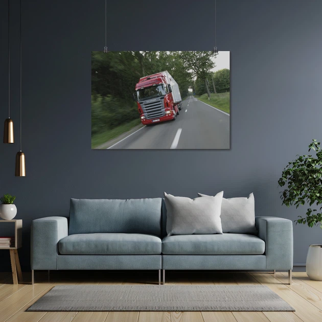 Постер Фура на трассе в лесу, Scania, A3 30×42 см (id4078) - изображение 4