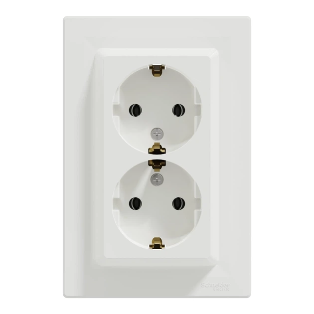 Розетка Schneider Electric Asfora с заземлением двойная белая EPH9900121 - изображение 4