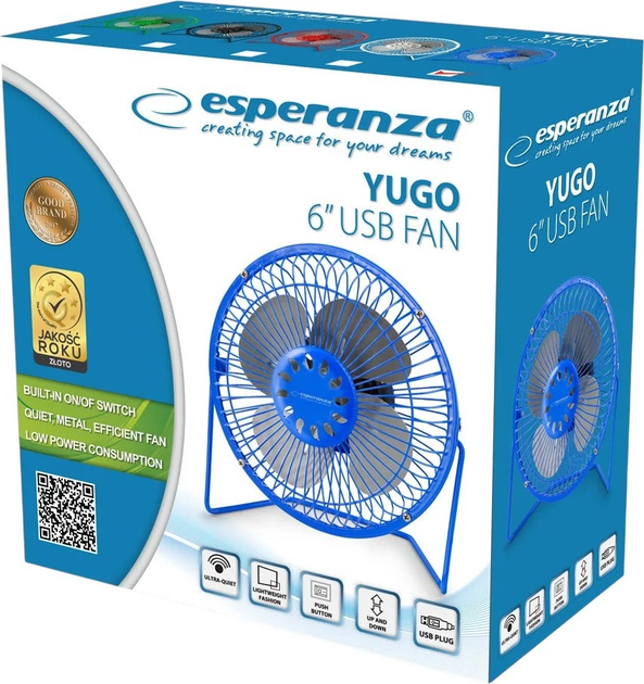 Wentylator przenośny Esperanza EA149B Yugo Blue (5901299910771) - obraz 3
