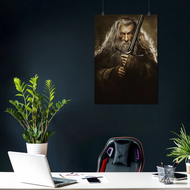 Постер Властелин колец, Гендальф с мечём, Lord Of The Rings, A3 42×30 см (id2689) - изображение 3