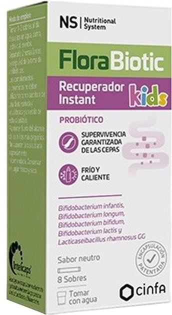 Suplement probiotyczny NS Cynfa Nutritional System Florabiotic Kids 8 saszetek (8470001890023) - obraz 2