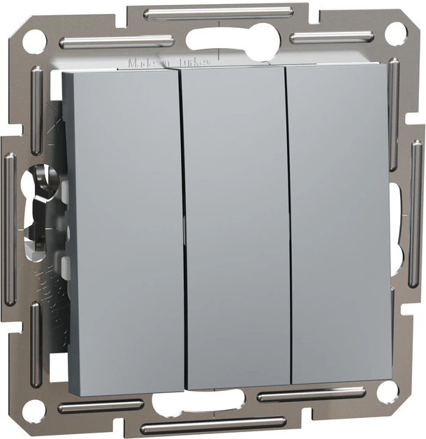 Вимикач 3-клавішний Schneider Electric Asfora сталь EPH2100162 - Фото 1 Вимикач 3-клавішний Schneider Electric Asfora сталь EPH2100162 - изображение 1
