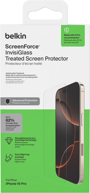 Szkło ochronne Belkin ScreenForce InvisiGlass do Apple iPhone 16 Pro (OVA173HQ) - obraz 5