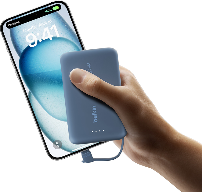 Powerbank Belkin BoostCharge 10000 mAh 20W Built-In USB-C PD Blue (BPB021HQBL) - obraz 10