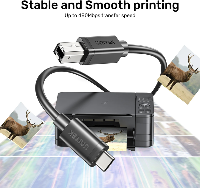 Kabel Unitek USB-C - USB-B 2 m Black (C14140ABK03-2M) - obraz 5