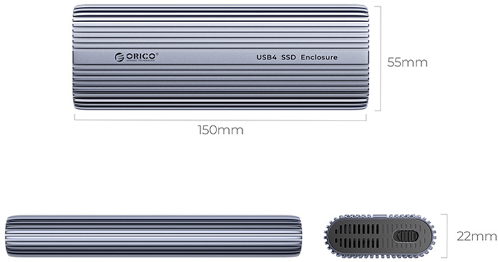 Kieszeń zewnętrzna Orico M.2 NVMe USB-C 40 Gbps Grey (ACOM2-U4-GY-BP) - obraz 2