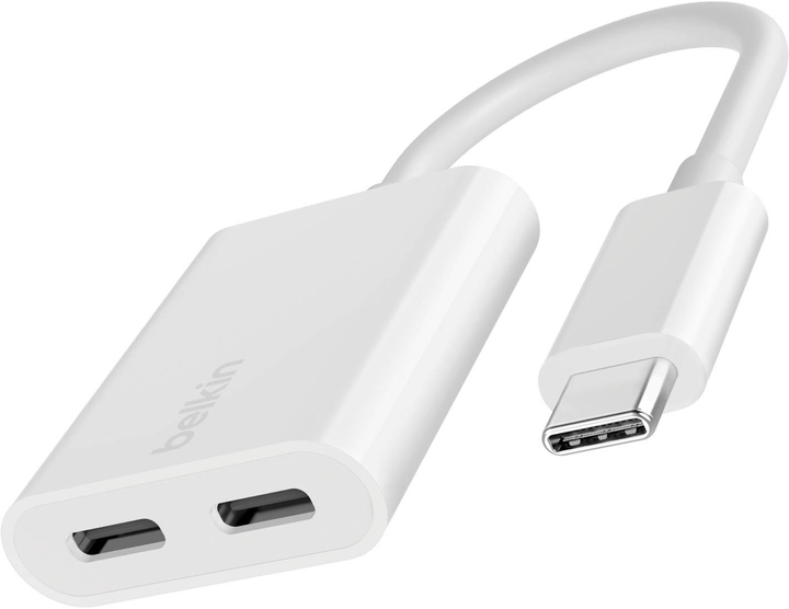 Adapter Belkin RockStar 2x USB-C Audio + Charge White (F7U081BTWH) - obraz 2